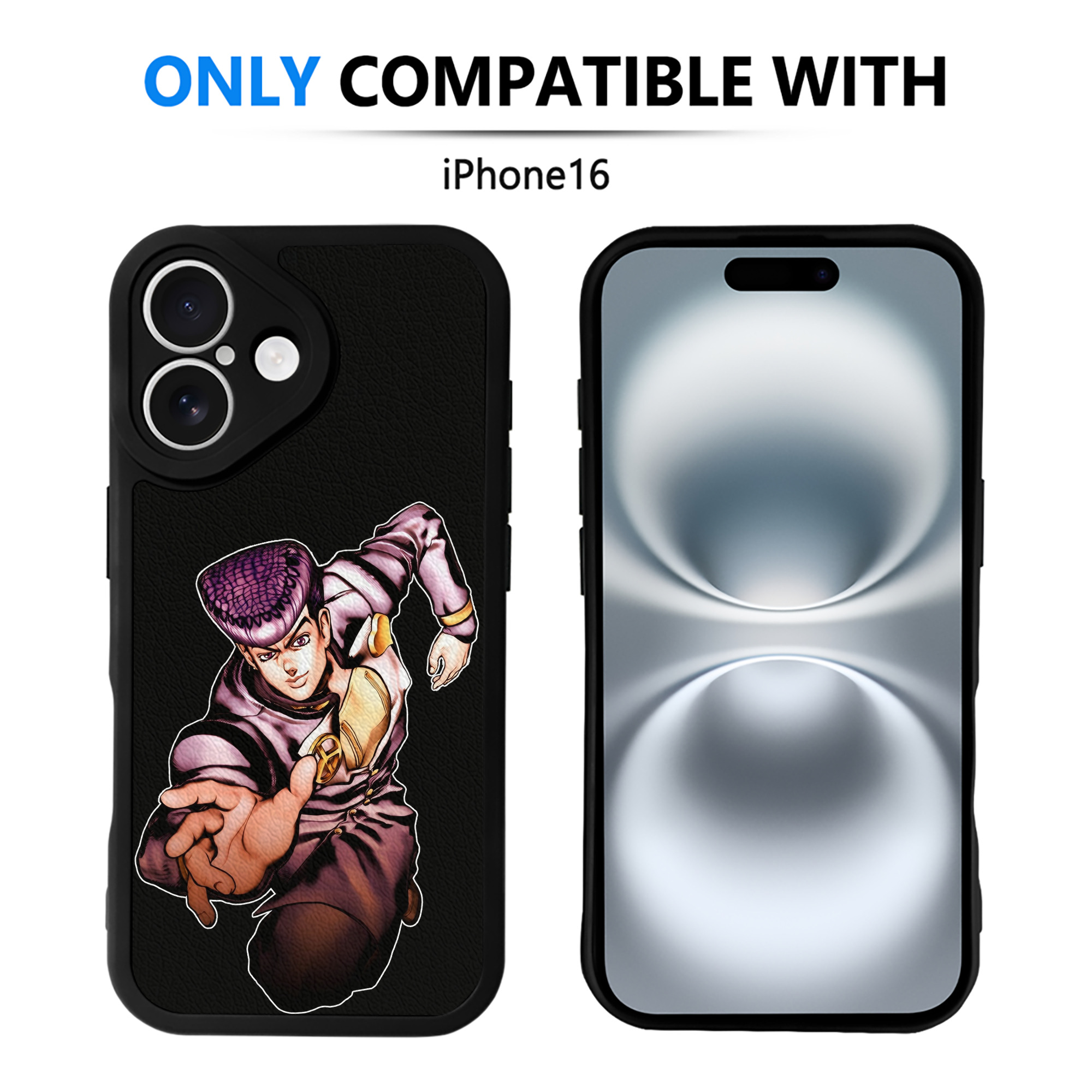 （画像用） ジョジョの奇妙な冒険 ひがしかた じょうすけ JoJo's Bizarre Adventure Higashikata Josuke 【iPhone 16シリーズ対応】シリコンスマホケース（レザー調） 材質：シリコン
